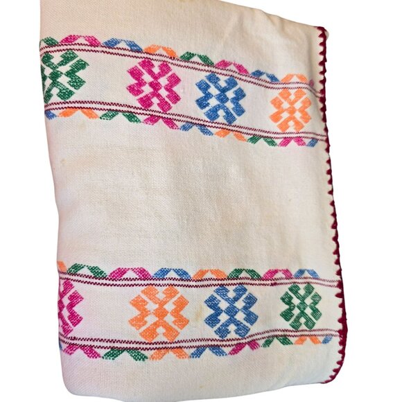 Handmade Guatemalan Huipil Multi-Color Embroidered Cotton Poncho Dress CM2052 - Picture 15 of 15